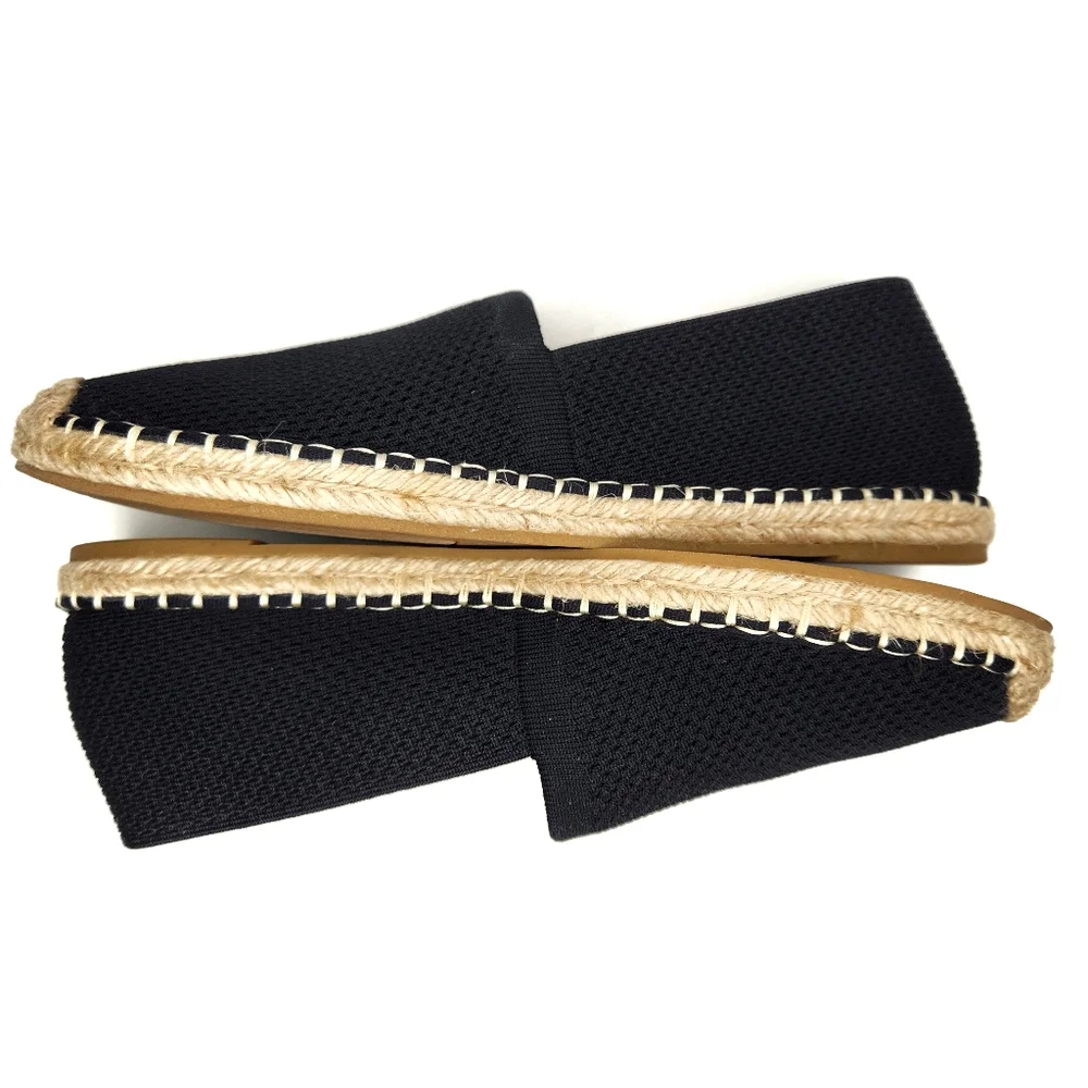 Eileen Fisher Black Canvas Espadrilles Womans 9
